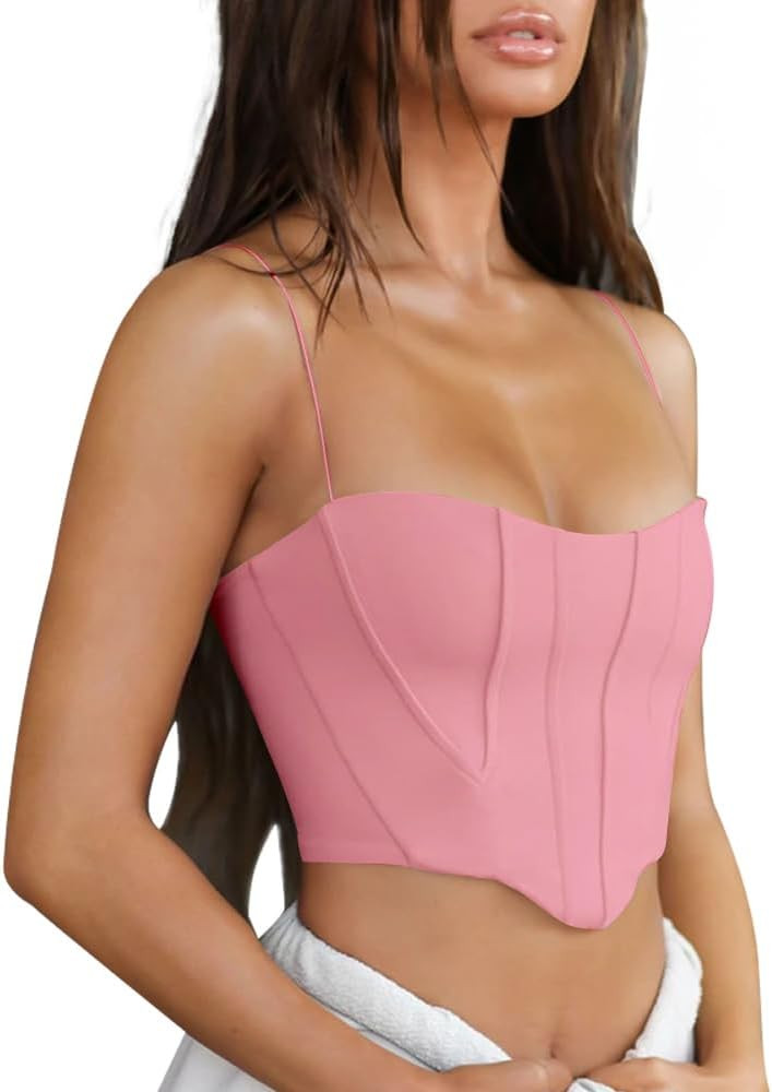 Spaghetti Strap Cami Crop Top for Women Half Tank | Amazon (US)