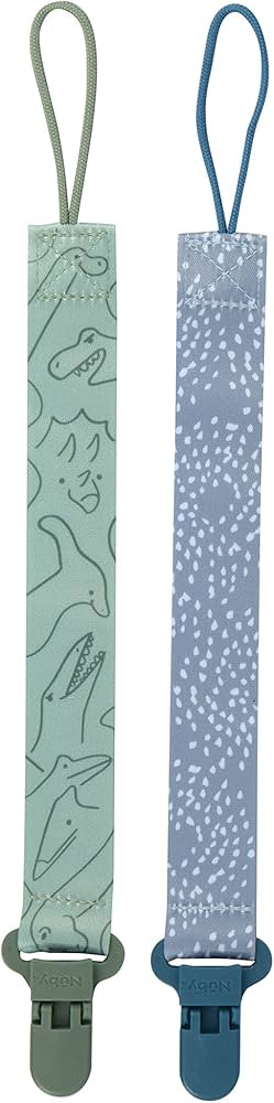 Nuby Pacifinder Pacifier Clip, 2 Pack Pacifier Holder for Boy, Blue Dots and Green Dino | Amazon (US)
