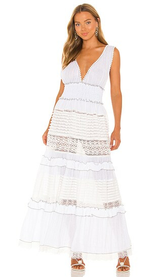 Ruffle Maxi Dress in White | Revolve Clothing (Global)