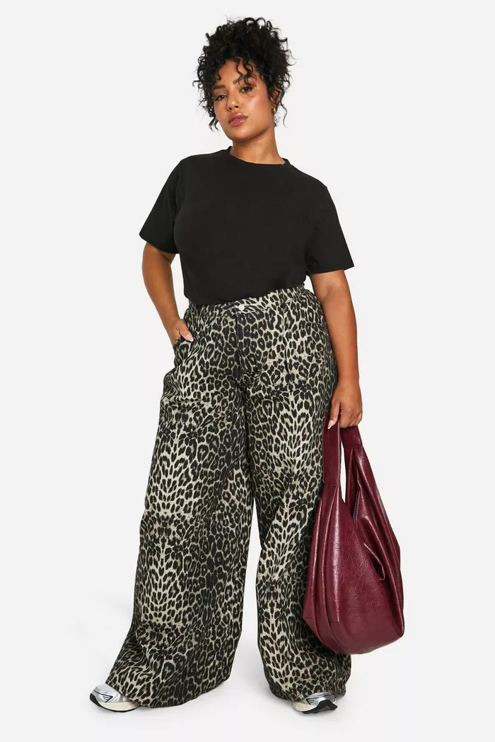 PLUS EXTREME WIDE LEG LEOPARD JEAN | boohoo (US & Canada)