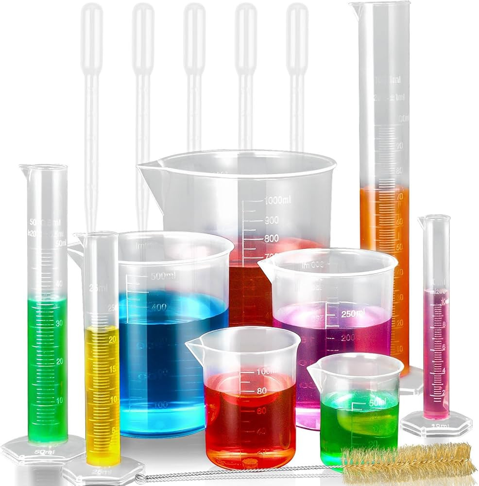 moveland Plastic Graduated Cylinders and Beakers with 5 Pipettes, 10ml 25ml 50ml 100ml Cylinders,... | Amazon (US)