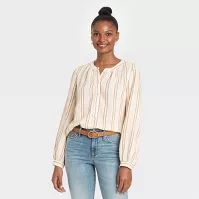 Women's Striped Long Sleeve Half Placket Blouse - Universal Thread™ | Target