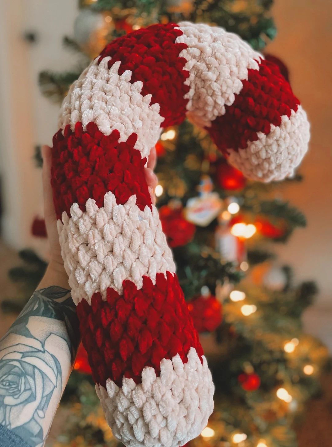 Crochet Candy Cane - Velvet Holiday Plushy - Christmas Decor - Christmas Gifts - Decorative Holid... | Etsy (US)