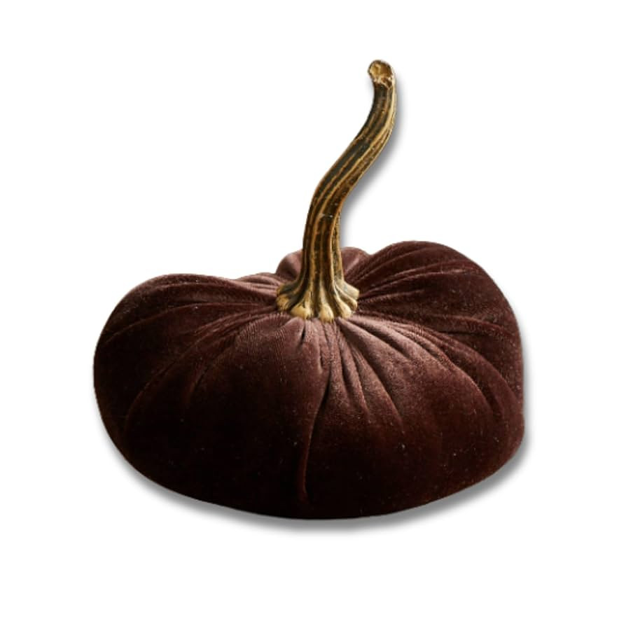 Brown Small Velvet Pumpkin, Handmade Home Decor, Holiday Mantle Decor, Fall Halloween Thanksgivin... | Amazon (US)