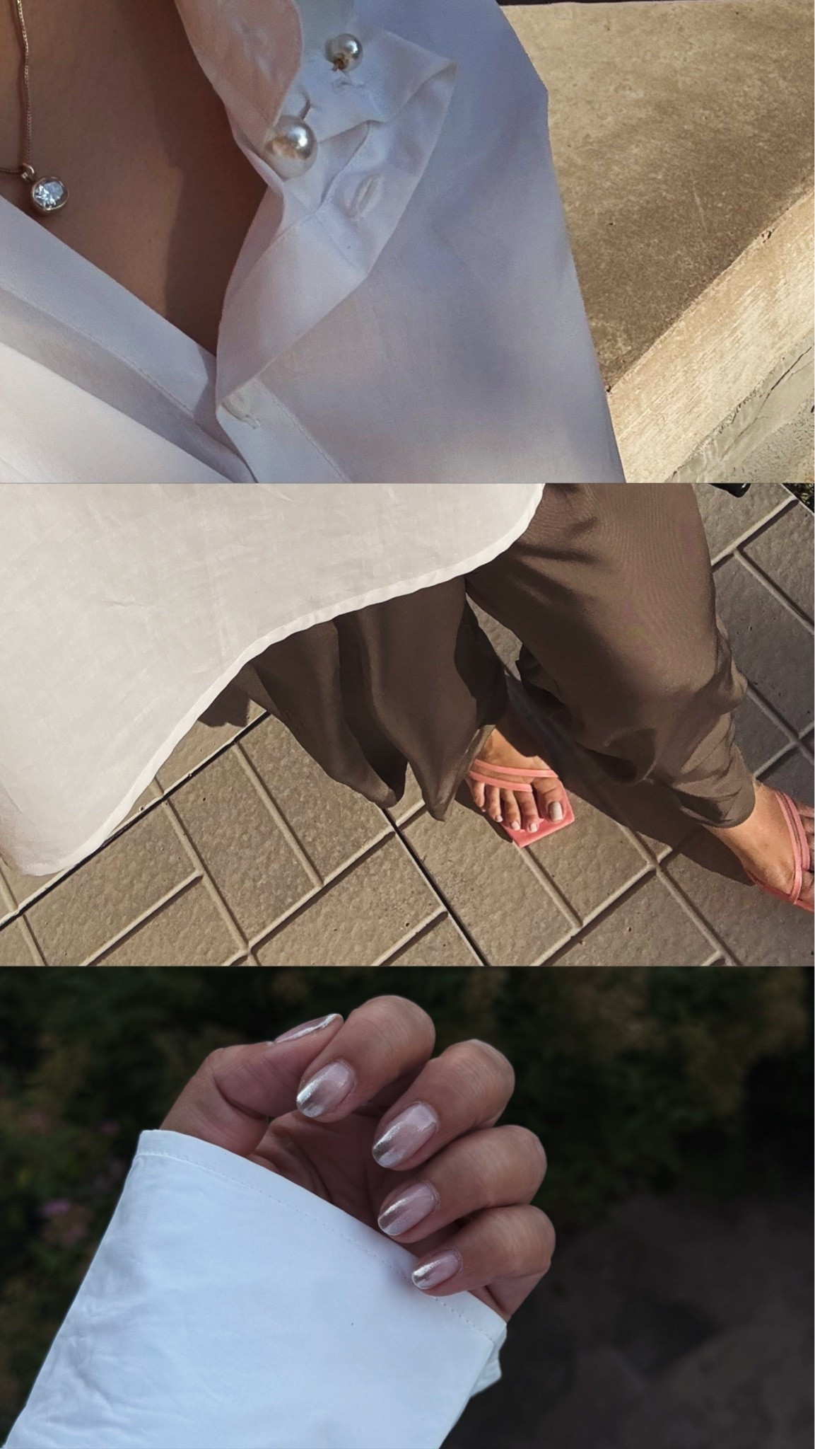 High low dressing with Ruti (TTS in my opinion), Target, Etsy, and Mango. Manicure is Put it in Neutral by OPI with silver chrome ombré tips. 
-
Neutral dressing, neutral colors, silk pants, ruti shirt, button down shirt - moissanite pendant Etsy jewelry picks - pink heels - mango heels - pearl brooch - mom style - target style - Ruti woke up like this shirt

#LTKootd #LTKMidsize #LTKOver40