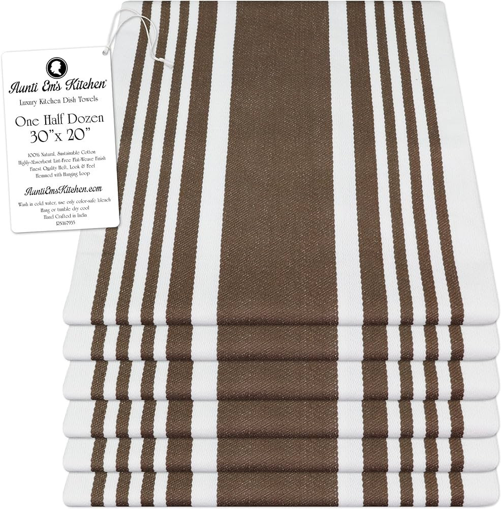 Aunti Em's Kitchen Designer Hand and Kitchen Dish Towels Woven from 100% Responsibly-Farmed, Thic... | Amazon (US)
