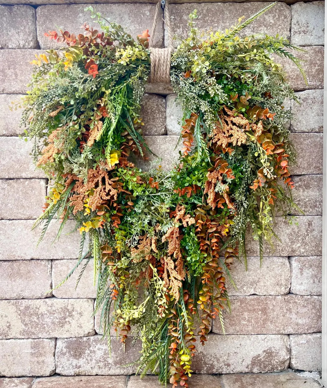 Rustic Fall Wreaths for Front Door, Autumn Farmhouse Wreath With Berries, Yellow and Green Eucaly... | Etsy (US)