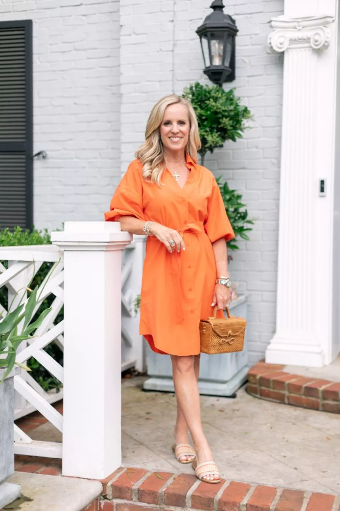 Women's Kate Belted Dress in Tangerine