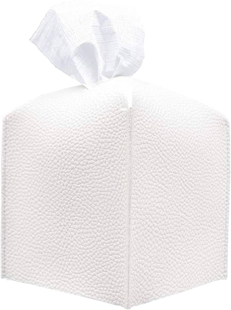 Tissue Box Cover，White Square Tissue Box Holder Modern PU Leather Decorative Holder Organizer f... | Amazon (CA)