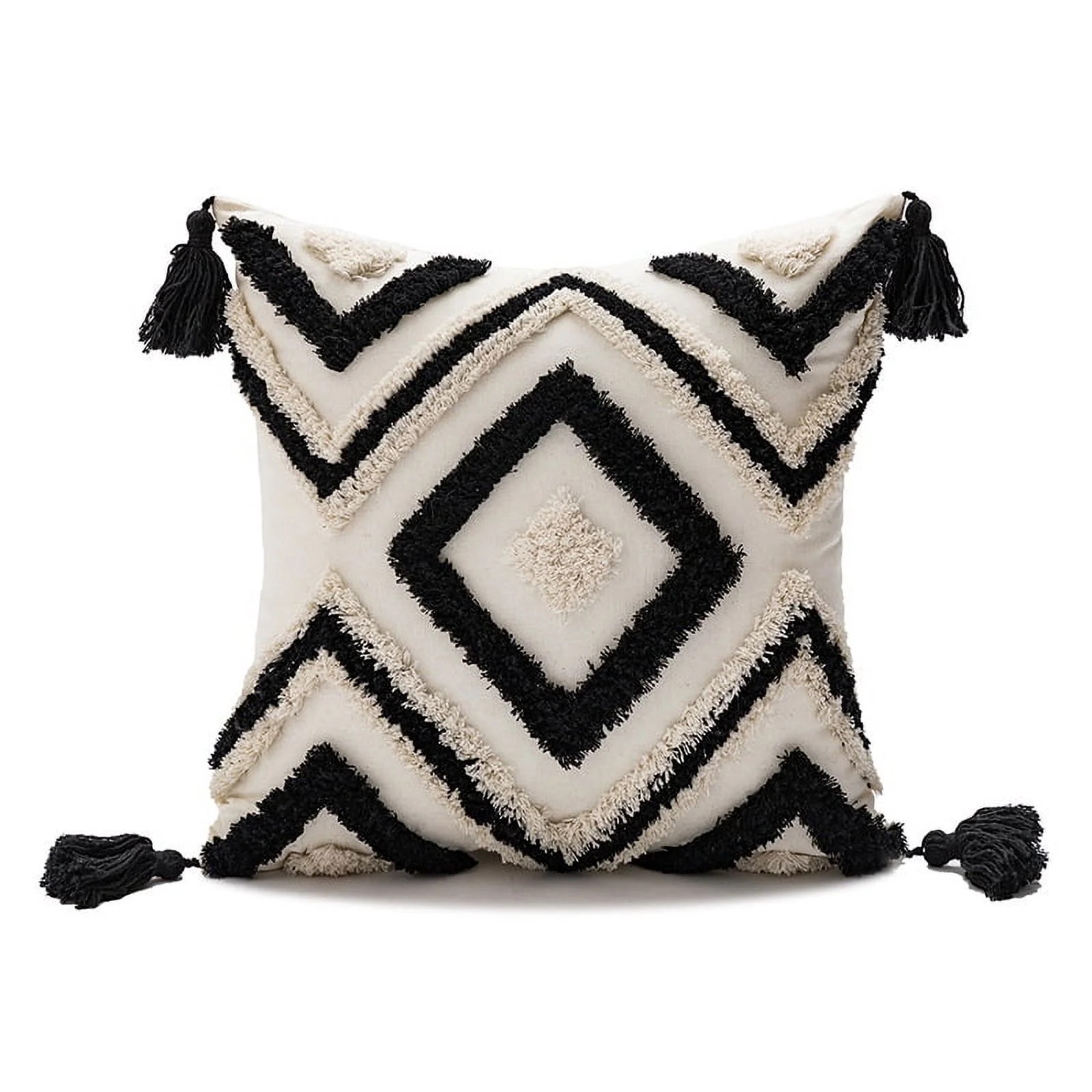 Nvzi Boho Tufted Decorative Throw Pillow Cover, Cozy Bohemian Cotton Canvas Cushion Cover Tassels... | Walmart (US)