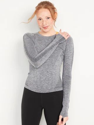 Long-Sleeve Seamless Paneled T-Shirt for Women | Old Navy (US)