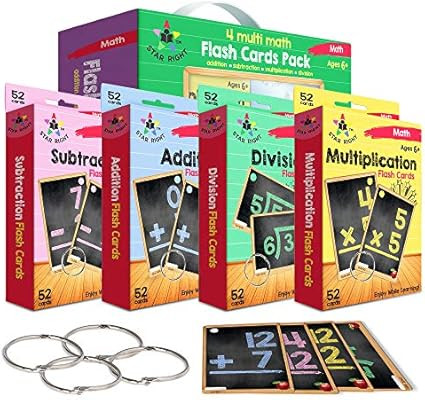 Star Right Multi Math Flashcards Pack - Addition, Subtraction, Multiplication, & Division - 1 Rin... | Amazon (US)