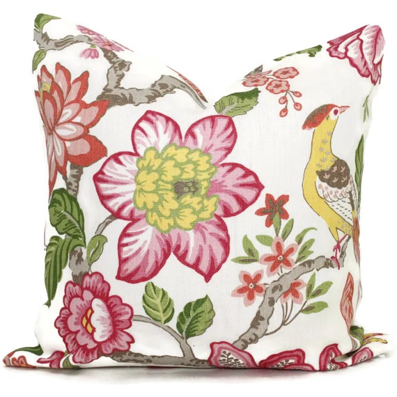 Schumacher Pillow Cover Timothy Corrigan Pink and Green Huntington Gardens Decorative Pillow Cove... | Etsy (US)