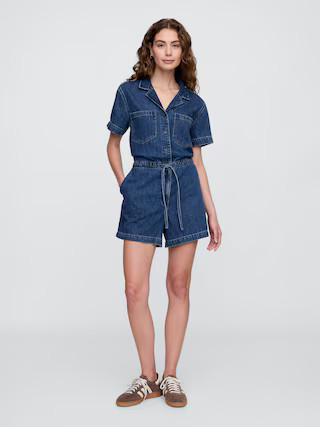 Relaxed Twill Utility Romper | Gap Factory