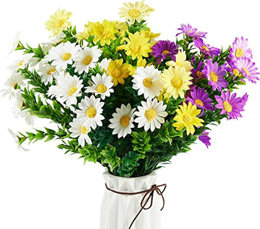 PONKING Daisies Artificial Flowers, 6 Pack Fake Colorful Daisy Plant Bouquet for Home Table Cente... | Amazon (US)