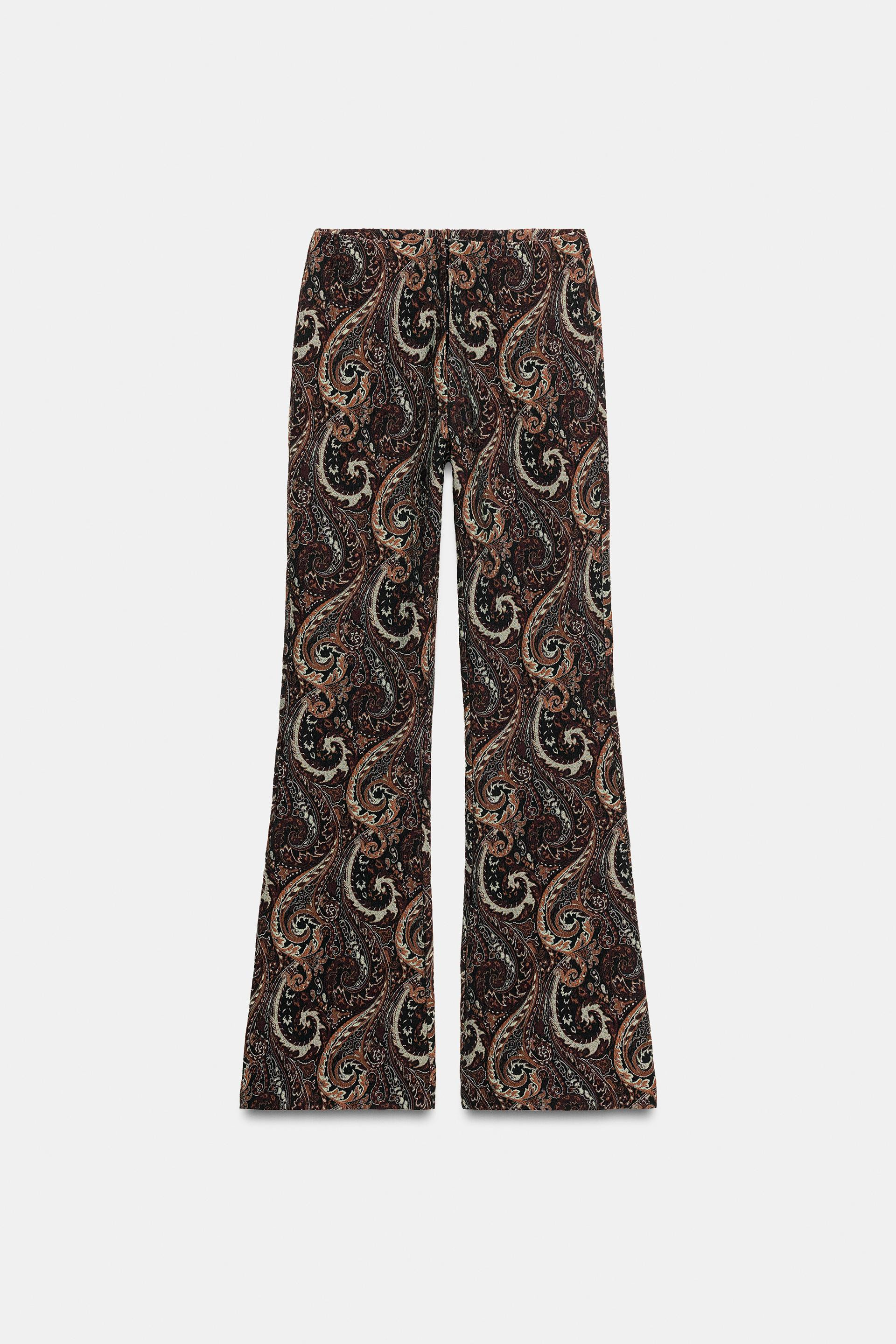Zara - Jacquard Flare Trousers - Multicolored - L - Woman | Zara US