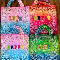 Hand Embroidered Patched Up Bandana Tote Bags | Etsy (US)