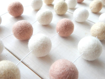 Click for more info about Pink and Cream Garland Pom Pom Garland Felt Ball Garland | Etsy