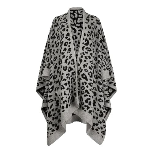 CUBRIDGE Wearable Blanket Sherpa Poncho Unique Office Work Warm Cozy Shawl TV Throw Blankets, Plush Cape Wrap for Adults (Black-Leopard) | Amazon (US)