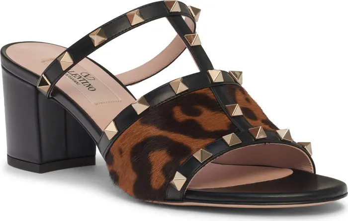 Valentino Garavani Rockstud Genuine Calf Hair & Leather Slide Sandal (Women) | Nordstrom | Nordstrom