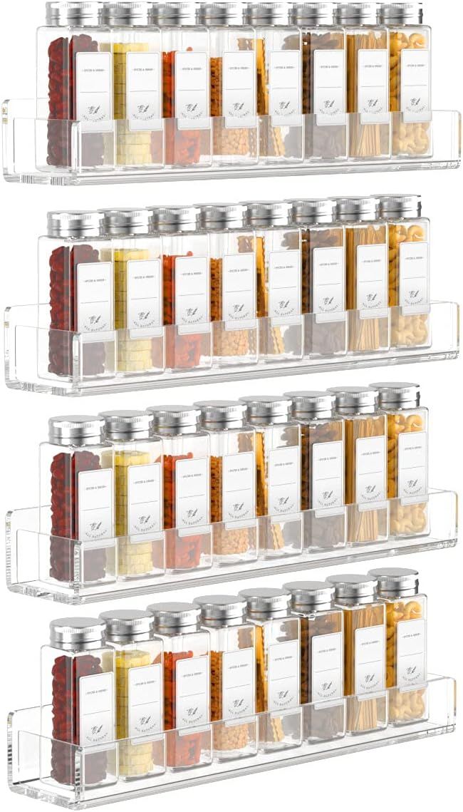 FEMELI Spice Rack Wall Mount for Cabinets,Cupboard Or Pantry Door,4 Packs Of Hanging Spice Rack S... | Amazon (US)