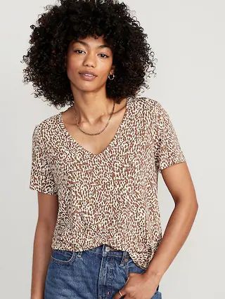 Luxe V-Neck Printed T-Shirt for Women | Old Navy (US)