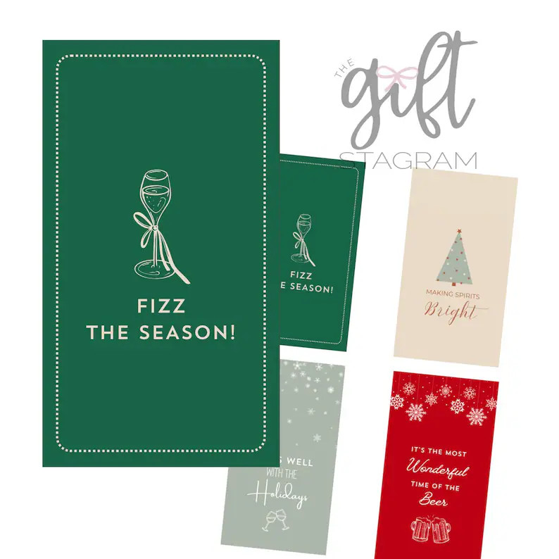 Happy Holidays Wine / Champagne Gift Tag Bundle | DIGITAL DOWNLOAD | Holiday Gift Tag for Wine Bo... | Etsy (US)