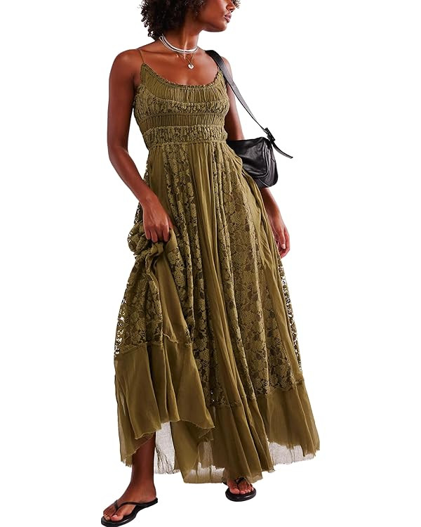 Gacaky Summer Dress for Women Casual Lace Floral Embroidered Bohemian Maxi Dress Flowy A Line Bea... | Amazon (US)