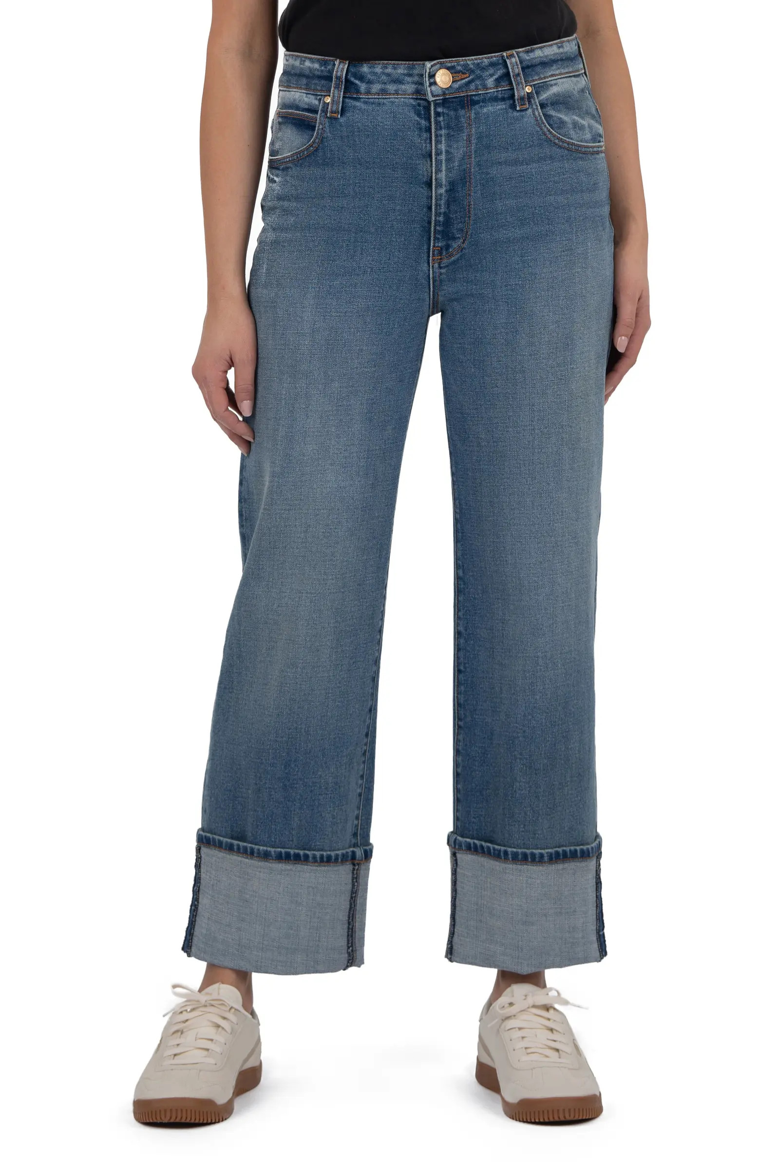 Sienna High Waist Cuffed Hem Wide Leg Jeans | Nordstrom