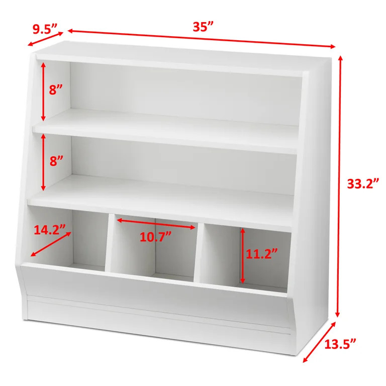 Your Zone Kids Bin Storage and Two Shelf Bookcase, White | Walmart (US)