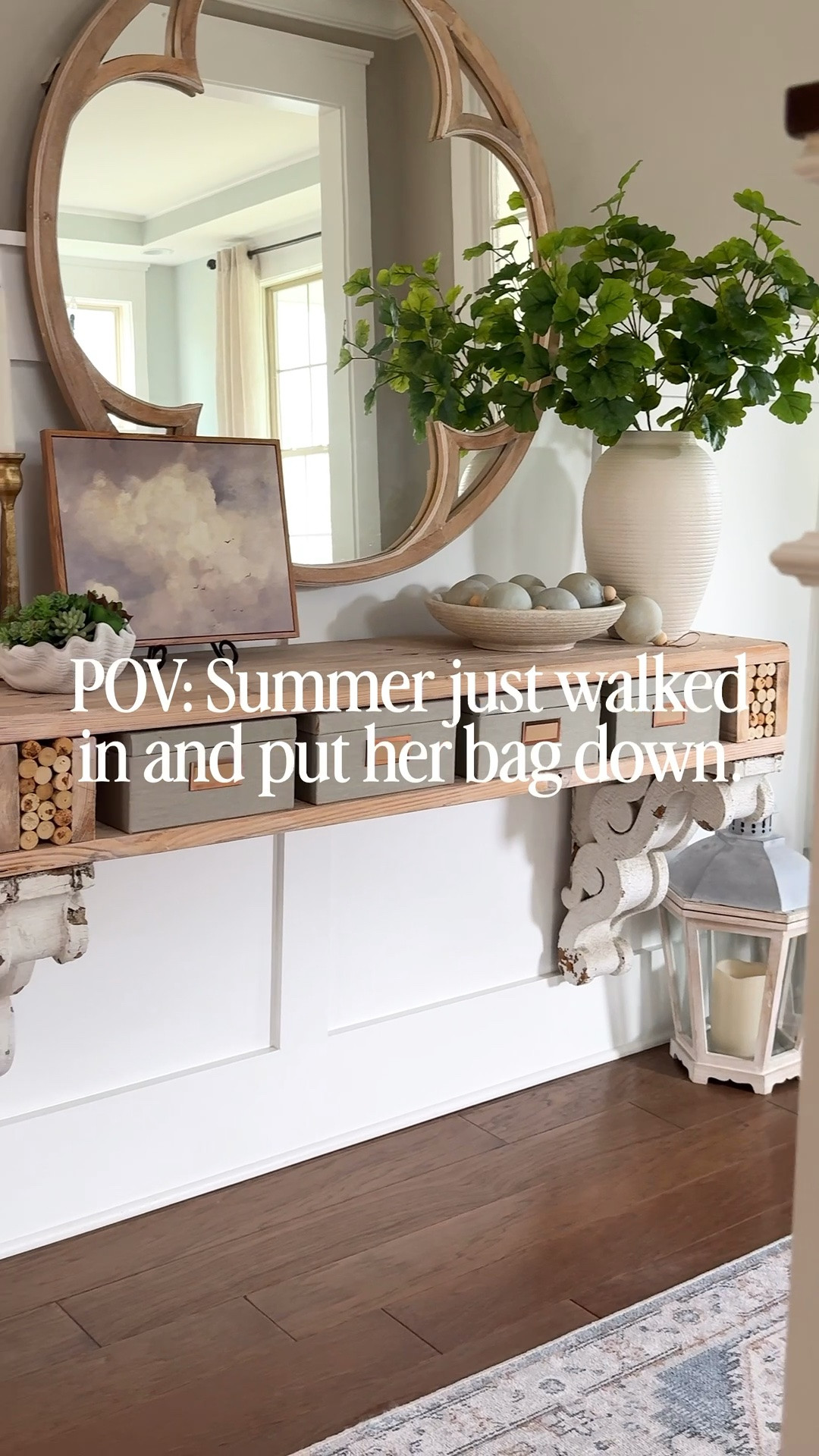 Summer entryway refresh 🌿

A few lighter textures, coastal/inspired greenery, cloud art and simple home decor finds can make the whole house feel a little fresher when you walk in.

Linking my summer entryway favorites here — baskets, stems, styling pieces, and a few similar finds to get the same collected look.

Follow for designer looks on a budget.

#kohlshomedecor #targethomedecor #amazonhomefinds #summerdecor

#LTKHome