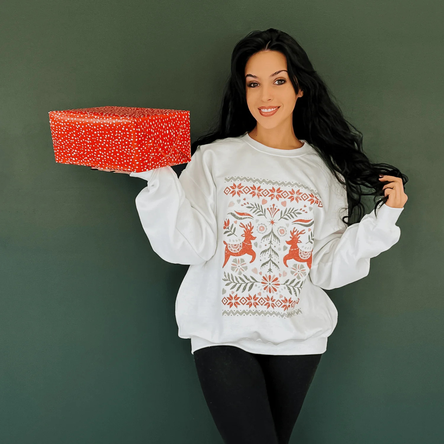 Reindeer Sweater Print Sweatshirt | Mountain Moverz