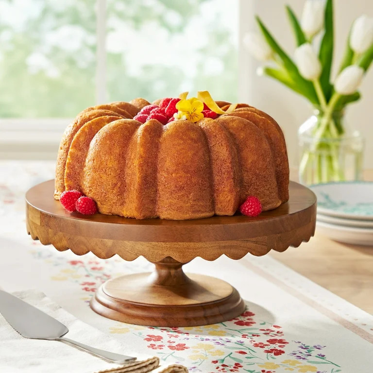 The Pioneer Woman Scallop Acacia Wood Cake Stand - Walmart.com | Walmart (US)