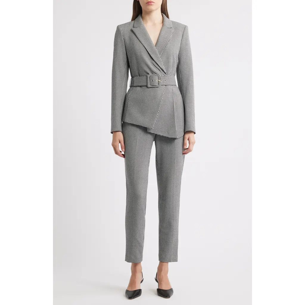 Tahari ASL Houndstooth Belted Jumpsuit in Black White at Nordstrom Rack, Size 12 | Nordstrom Rack