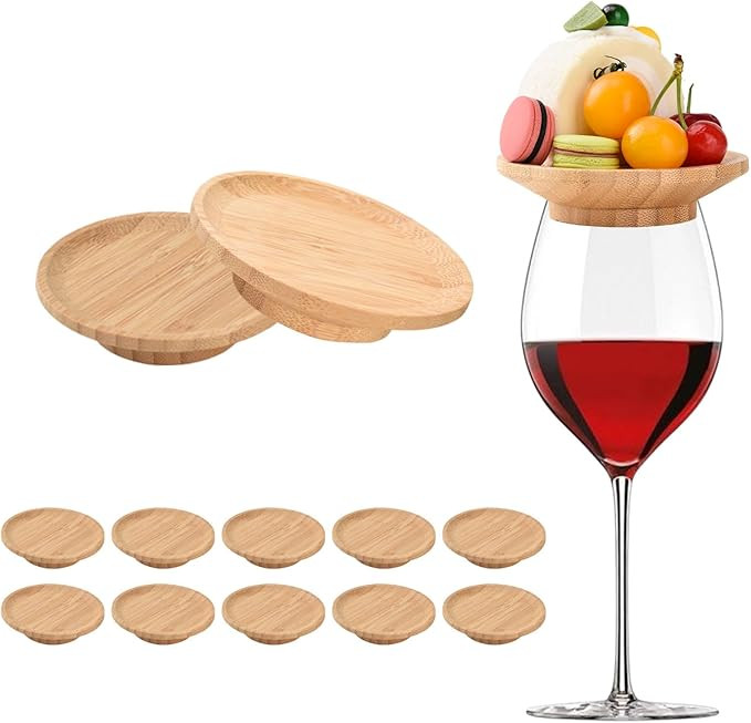 10 Pcs Wine Glass Charcuterie Topper, 4" Mini Charcuterie Boards, Wine Appetizer Plates for Famil... | Amazon (US)
