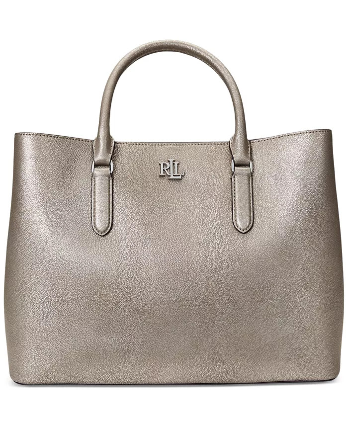 Lauren Ralph Lauren Metallic Leather Large Marcy Satchel - Macy's | Macy's