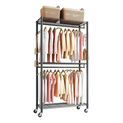 Rolling Clothes Rack, Heavy Duty Clothing Garment Rack, 3 Adjustable Tiers Clothing Racks with Carbon Steel | Target