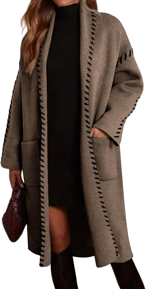 VIMPUNEC Womens Fall Long Cardigan Sweaters Oversized Chunky Jackets Open Front Knit Outwear Coat... | Amazon (US)