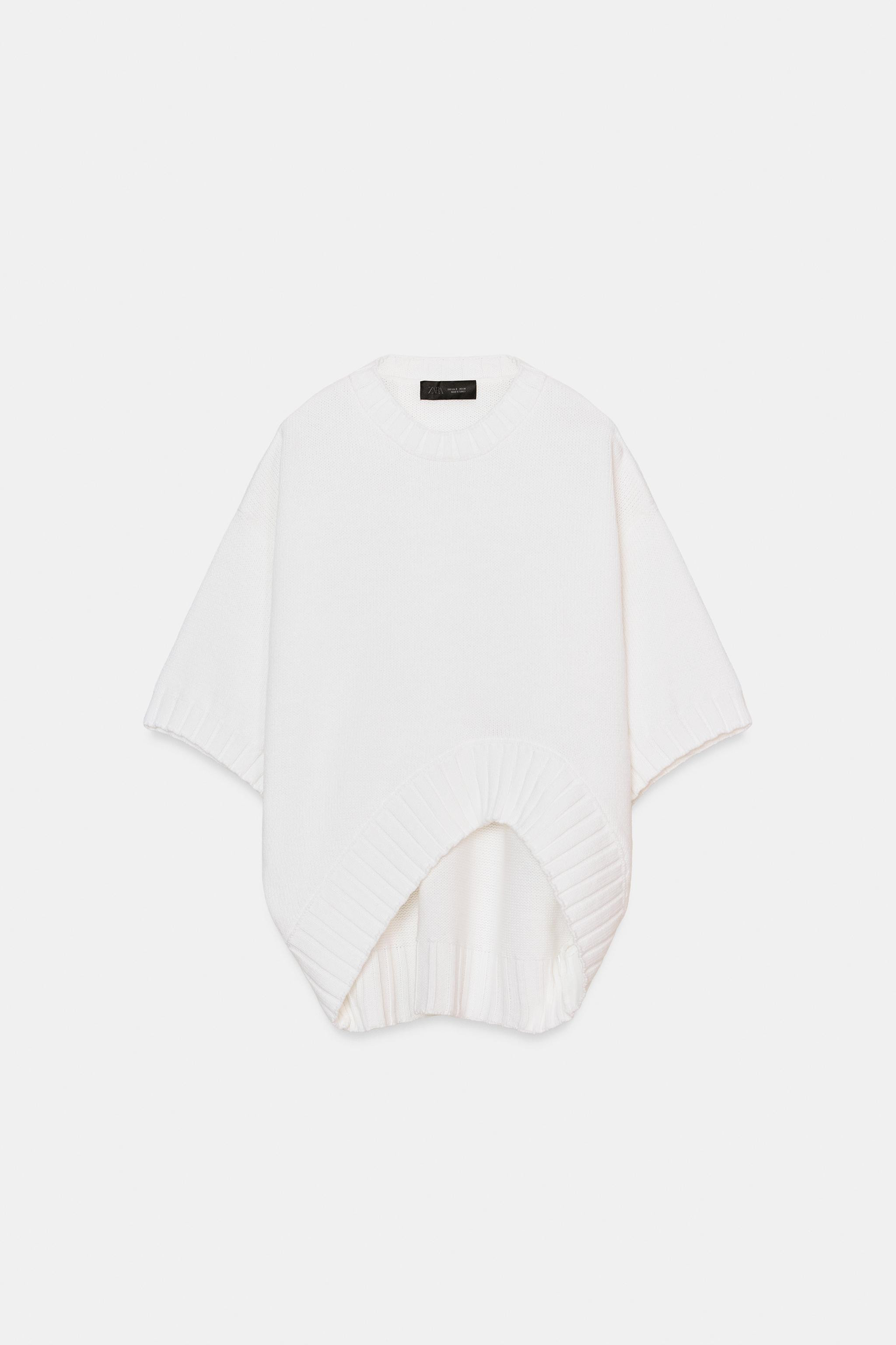 KNIT SHORT SLEEVE JUMPER WITH ASYMMETRIC HEM | Zara UK