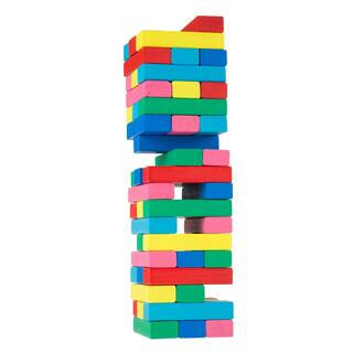 Classic Wooden Blocks Stacking Game with Colored Wood | The Home Depot