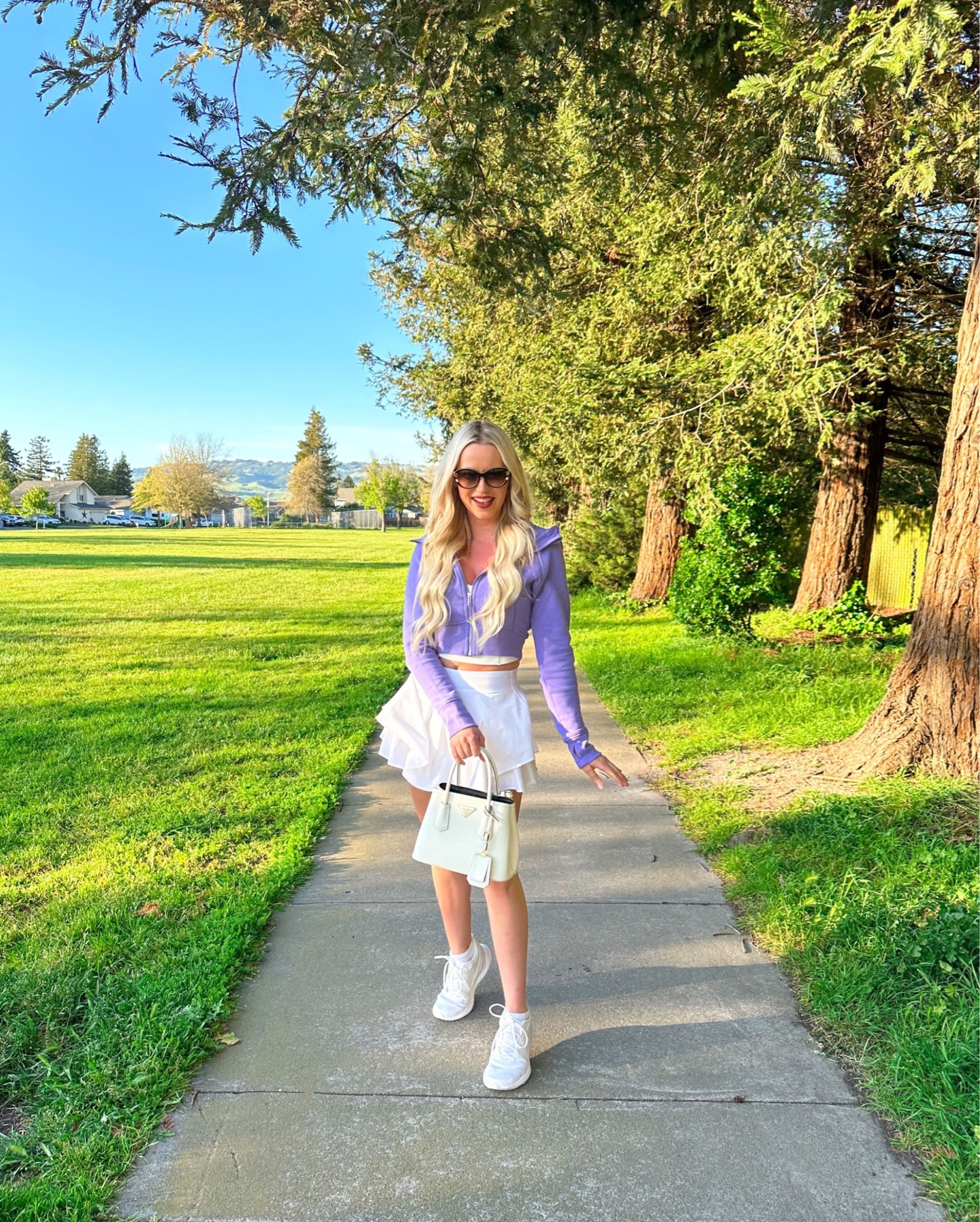 Hoodie: Dark Lavender, 6
Tank: White, Small
Skirt: White, 4
Sneakers: White, 9.5

Athleisure | Cropped Hoodie | Tennis Skirt | Skort | Golf

#LTKfit
