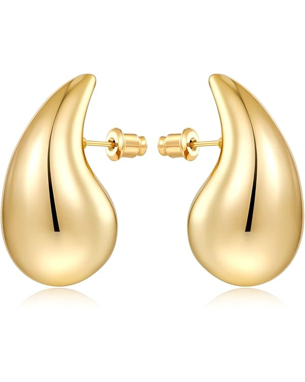 MUYAN Waterdrop Earrings for Women,Chunky Gold Silver Drop Earrings Fashion Jewelry Gift | Amazon (US)