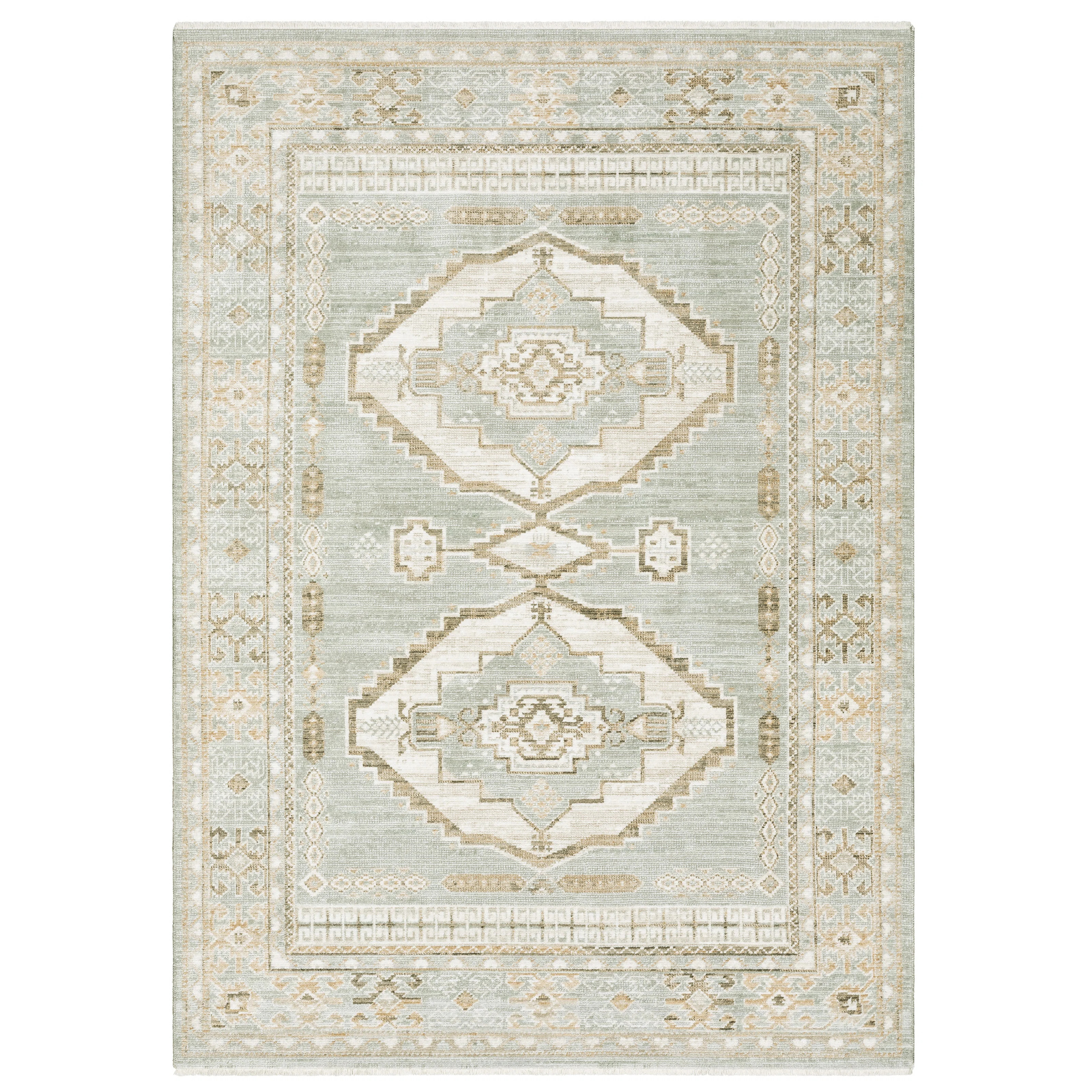 Lainey Bohemian Tribal Medallions Pale Blue/Ivory Area Rug | Wayfair North America