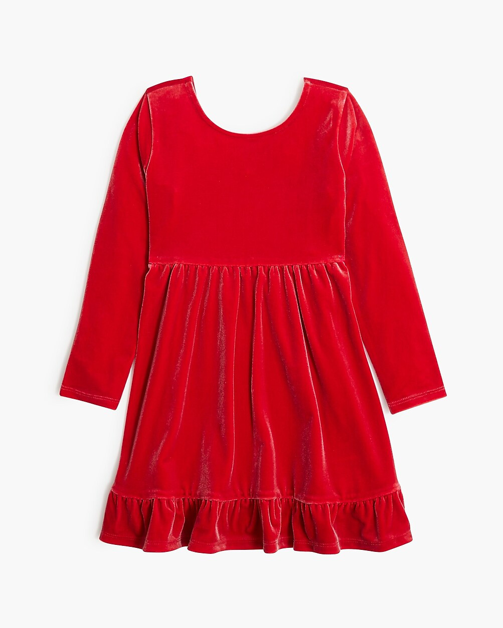 Girls' long-sleeve velvet ruffle dress | J.Crew Factory