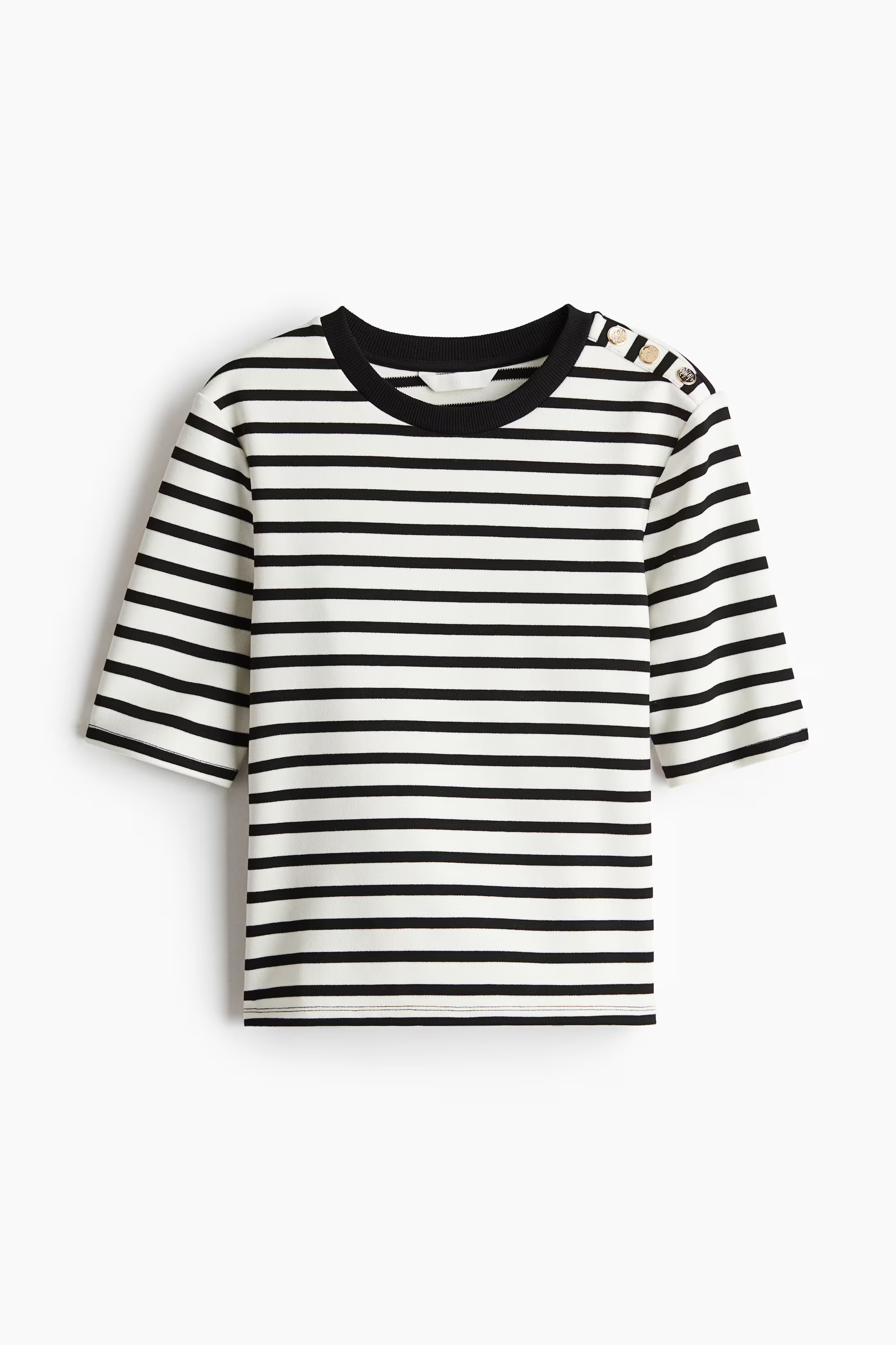 Fitted T-shirt - White/Black striped - Ladies | H&M GB | H&M (UK, MY, IN, SG, PH, TW, HK)