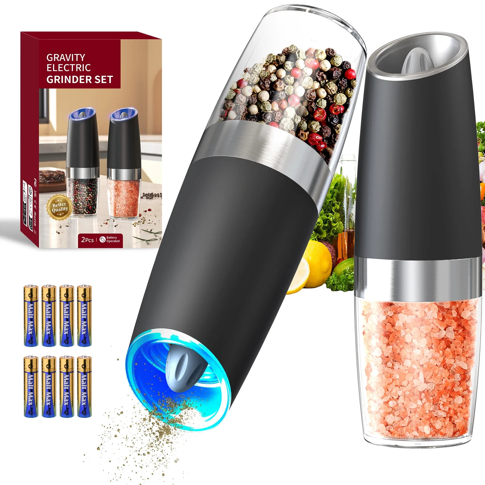CIRCLE JOY Gravity Electric Salt and Pepper Grinder Set | Walmart (US)