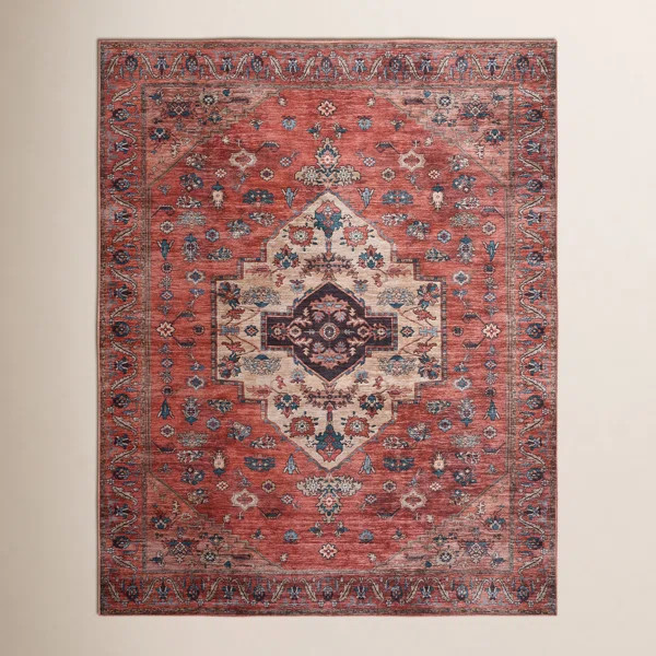 Lisle Machine Washable Persian Rust Multicolor Area Rug | Wayfair North America