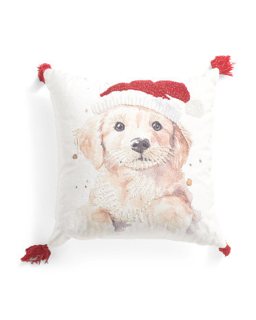 18x18 Dog Santa Hat Pillow | TJ Maxx
