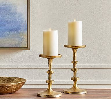 Fia Short Pillar Candleholders - Set of 2 | Pottery Barn (US)