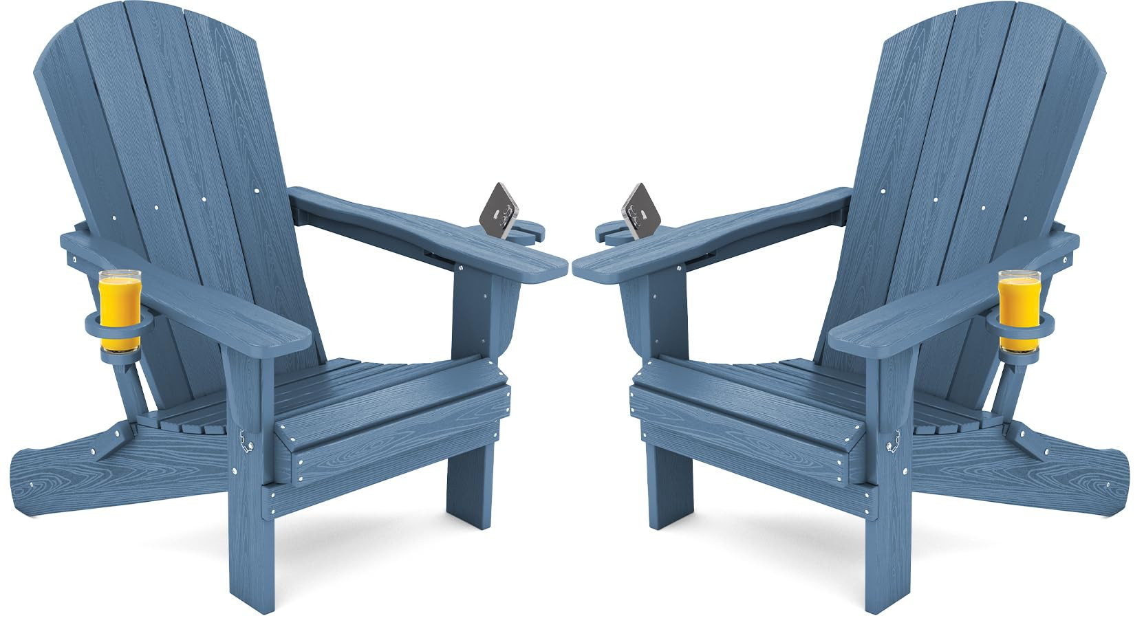 SERWALL Folding Adirondack Chair, HDPE Adirondack Chairs Set of 2, Plastic Outdoor Chairs- Looks ... | Amazon (US)